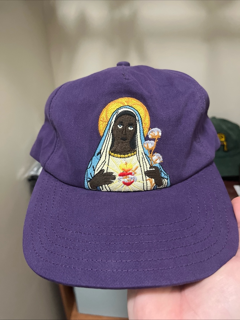 Denim Tears Purple Black Mary Embroidered Cap